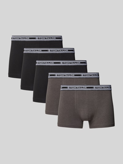 Tom Tailor Regular Fit Trunks im 5er-Set aus weicher Baumwolle mit elastischem Label-Bund Anthrazit 1