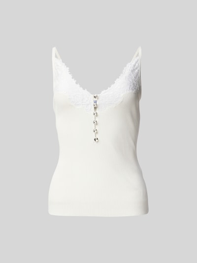 Self-Portrait Top mit Spitzenbesatz Weiss 2