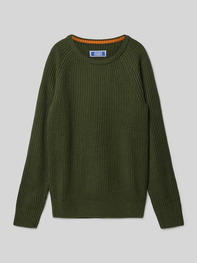 Jack & Jones Strickpullover mit Rundhalsausschnitt Modell 'PANNEL' Oliv 1