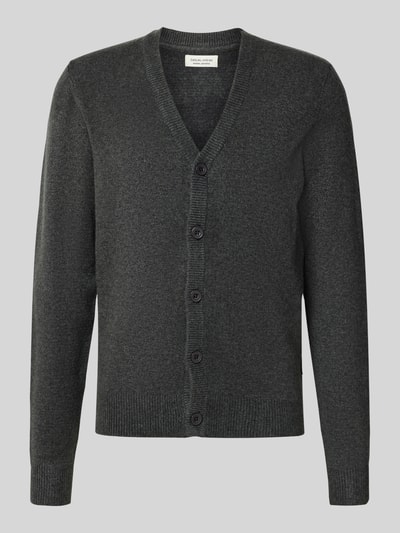 Casual Friday Slim fit gebreid jack met V-hals, model 'Heine' Donkergrijs - 2