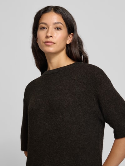 OPUS Gebreid shirt met ronde hals, model 'Pami' Chocoladebruin - 3