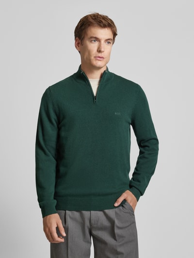 BOSS Gebreide pullover met opstaande kraag, model 'Emarlo' Donkergroen - 4