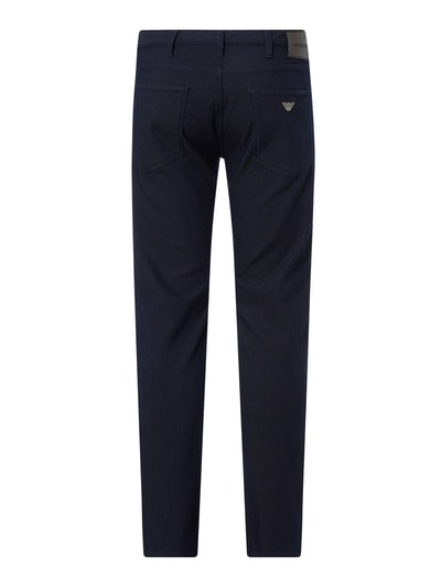 Emporio Armani Slim fit broek met geweven structuur  Donkerblauw - 3