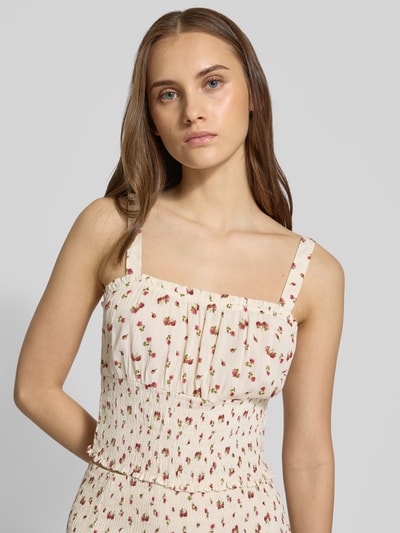 Review Korte top met smokdetails Beige - 3