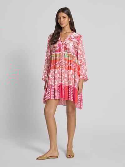 miss goodlife Knielanges Tunikakleid aus Viskose mit Knopfleiste Pink 1