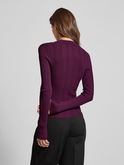 HUGO Strickpullover in Ripp-Optik Modell 'Sarphammy' Aubergine 5