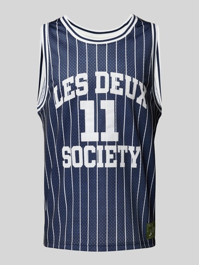 Les Deux Tanktop mit Label-Print Modell 'Silas' Dunkelblau 1