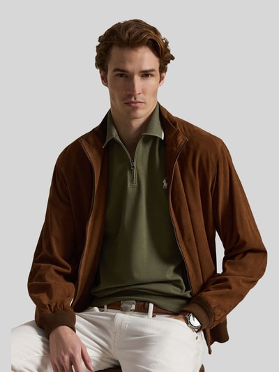 Polo Ralph Lauren Regular Fit Poloshirt aus Baumwoll-Mix mit Reißverschluss Oliv 6