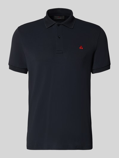 Produktfoto, ciemnogranatowa koszulka polo Peuterey Regular Fit Poloshirt mit Stitching Modell 'PLANTAGO' z mieszanki materiałów z dodatkiem streczu, kołnierzyk polo, listwa guzikowa, haft, długość tyłu w rozmiarze M: 71 cm