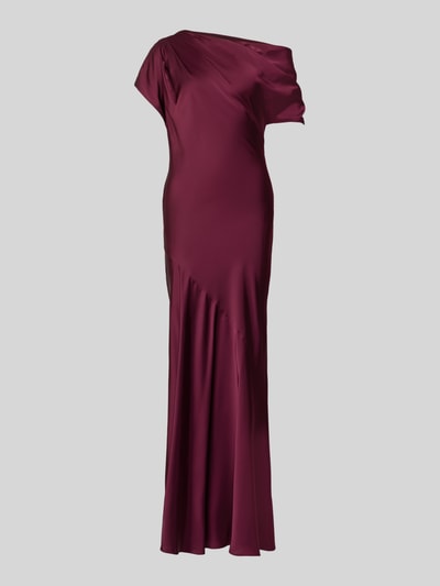 Produktfoto, One-Shoulder-Abendkleid aus Satin Modell 'NEAGAN' von Lauren Ralph Lauren in A-Linie, Maxikleid, Raffungen, glänzende Oberfläche