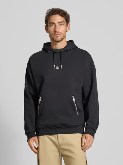 HUGO Hoodie aus Baumwoll-Mix mit Logo-Applikation Modell 'Dargenhood' Black 4