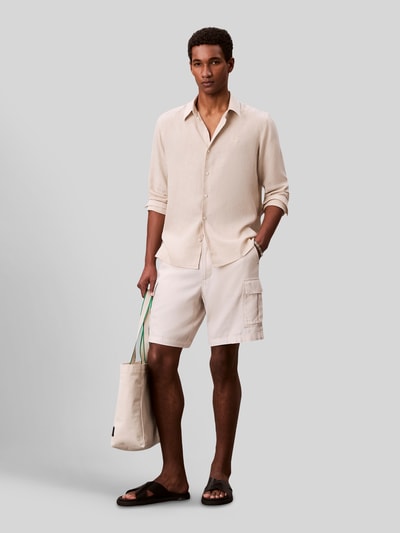 CK Calvin Klein regular fit vrijetijdsoverhemd van linnenmix Beige - 1