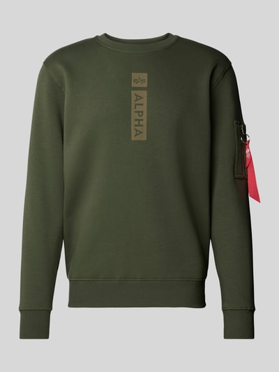 Alpha Industries Sweatshirt mit Label-Print Oliv 1