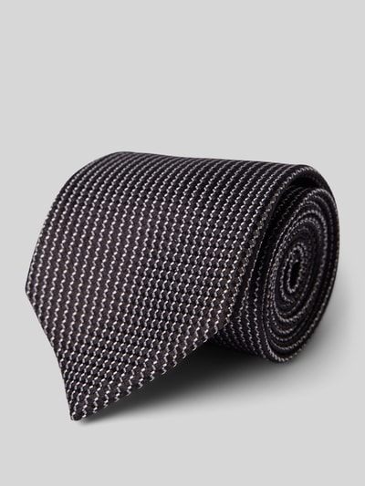 BOSS Zijden stropdas met all-over motief Donkerbruin - 1