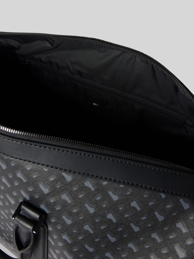 BOSS Duffle bag van leer met labelapplicatie, model 'Holdall' Antraciet - 4