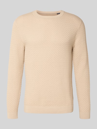 Jack & Jones Premium Strickpullover mit Strukturmuster Modell 'BARKLEY' Offwhite 2