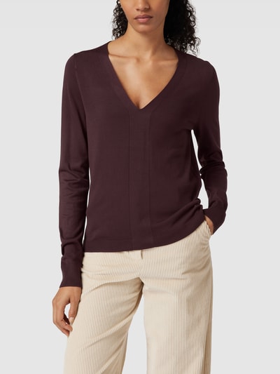 s.Oliver BLACK LABEL Gebreide pullover met afgeronde V-hals Aubergine - 4