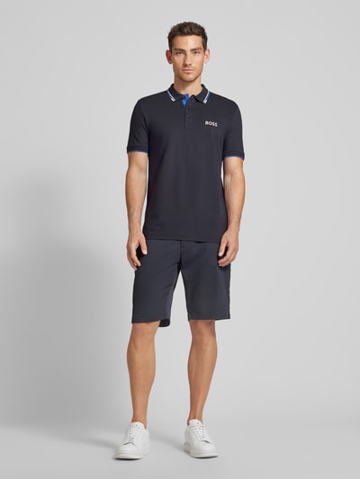 BOSS Green Regular fit poloshirt met labelstitching, model 'Paddy' Marineblauw - 1