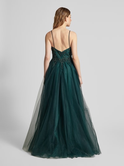 Luxuar Abendkleid mit Strasssteinbesatz Dunkelgruen 5