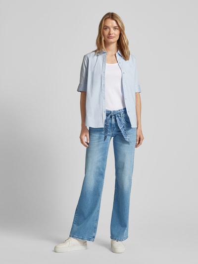 Cambio Wide leg jeans met strikceintuur, model 'TESS' Blauw - 1