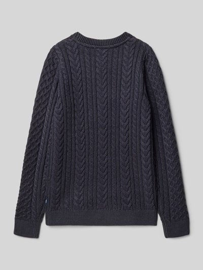 Jack & Jones Regular fit gebreide pullover met structuurmotief, model 'Sean' Marineblauw - 3