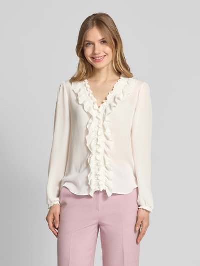 Marc Cain Regular fit blouse met ruches Offwhite - 4