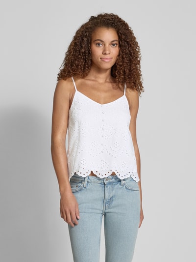 Pieces Relaxed Fit Blusentop aus reiner Baumwolle Modell 'VILDE' Weiss 4