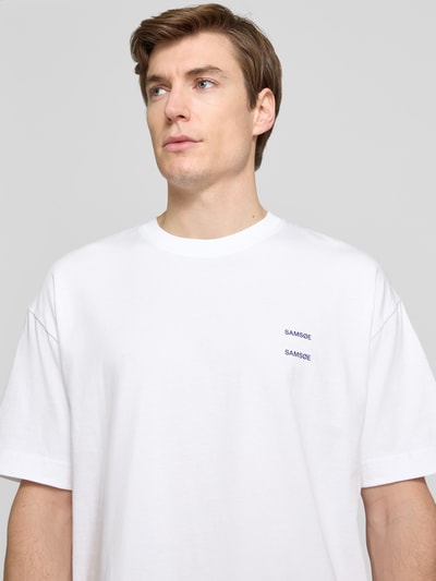 Samsøe & Samsøe Oversized T-Shirt mit geripptem Rundhalsausschnitt Modell 'JOEL' Weiss 3