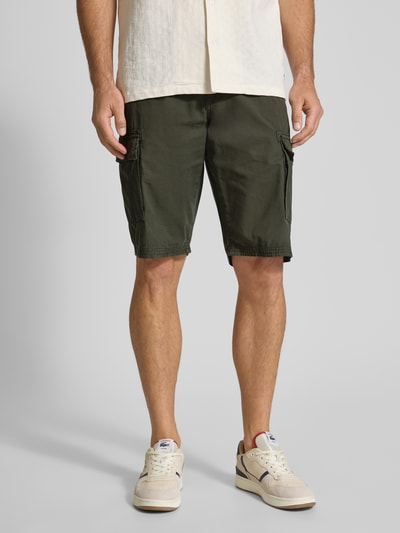 Lerros Korte regular fit cargobroek met riem Olijfgroen - 4