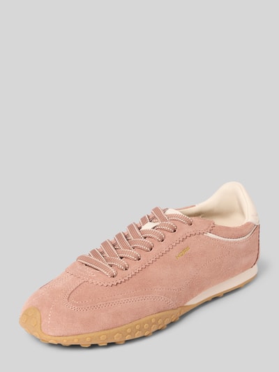 Produktfoto, Sneaker aus echtem Leder mit Logo-Detail Modell 'Bridge' von HOFF in Rosa mit abgerundeter Passform, Struktur in Wildleder, Damen Sneaker, 1 cm Absatz, 8 cm Schafthöhe und Schaftweite