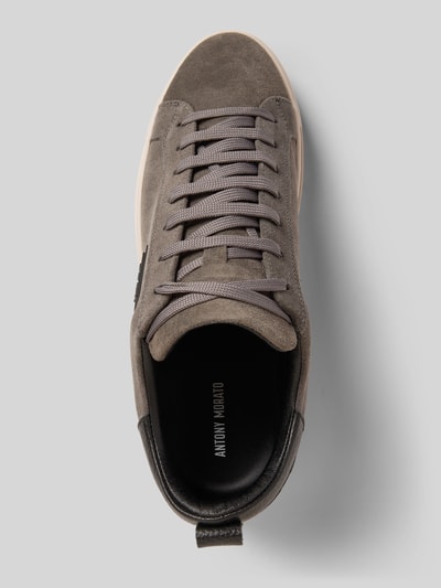Antony Morato Leren sneakers met labelapplicatie Middengrijs - 3