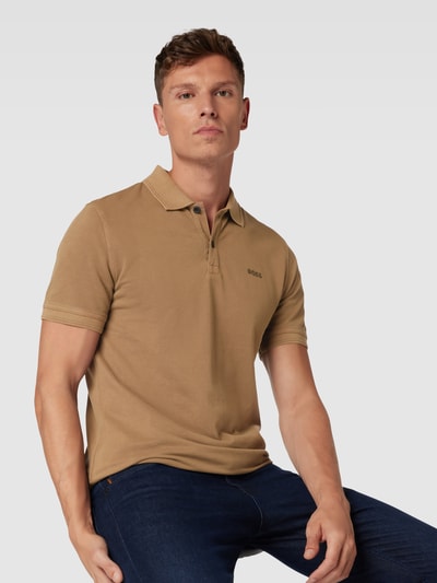 BOSS Orange Poloshirt mit Logo-Stitching Modell 'PRIME' Camel 3