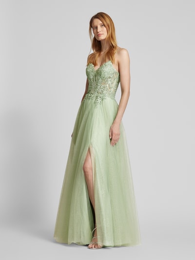 Luxuar Abendkleid mit Spitzenbesatz Lind 1