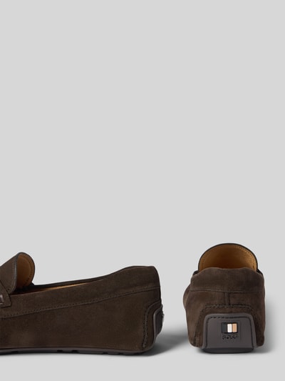 BOSS Mokassins aus Leder mit Label-Detail Modell 'Noel' Dunkelbraun 2
