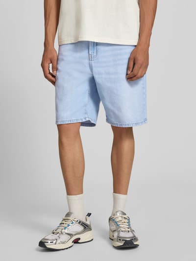REVIEW Regular Fit Jeansshorts aus reiner Baumwolle Hellblau 4