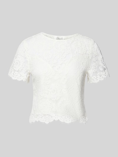 Produktfoto, Blusentop aus Spitze Modell 'Lilia' von Guido Maria Kretschmer Woman, semitransparentes Design, taillierte Passform, weiß