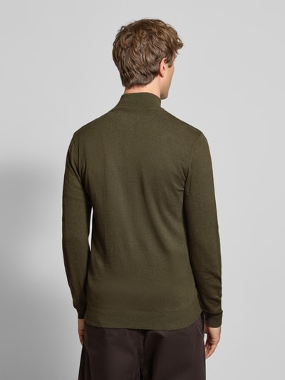 Blend Troyer aus Baumwoll-Mix in Strick-Optik Oliv 5