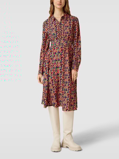 Pieces Blusenkleid mit Allover-Muster Bordeaux Rot 4