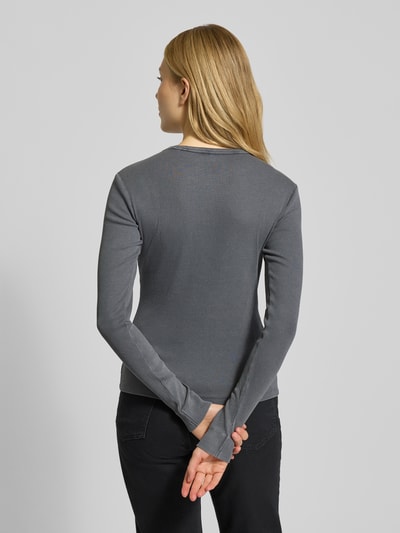 Jake*s Casual Slim fit shirt met lange mouwen en structuurmotief Donkergrijs - 5