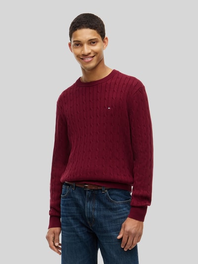 Tommy Hilfiger regular fit pullover van puur katoen Bordeaux - 4