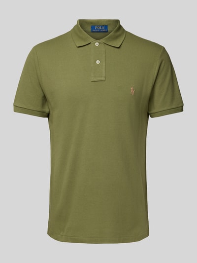 Polo Ralph Lauren Custom Slim Fit Poloshirt mit Label-Stitching Oliv 1