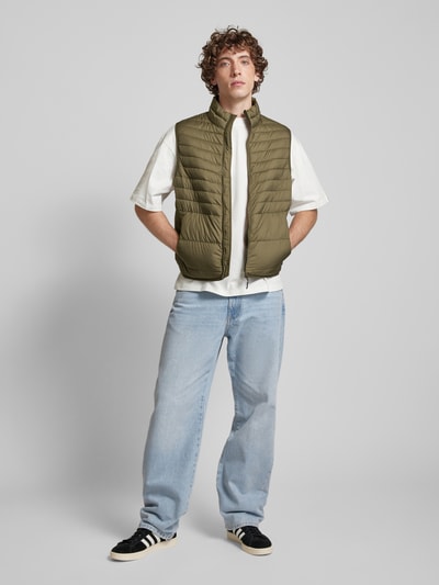 Jack & Jones Bodywarmer met opstaande kraag, model 'STATE' Olijfgroen - 1