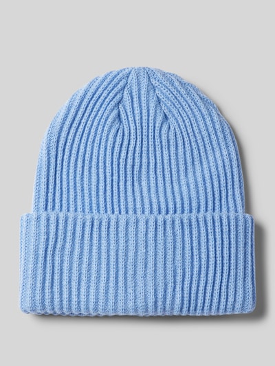 Pieces Beanie aus Rippstrick mit Umschlag Modell  'HEXO' Hellblau 1