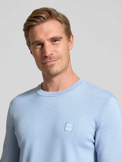 BOSS Orange Regular Fit Strickpullover aus Baumwoll-Kaschmir-Mix Hellblau 3