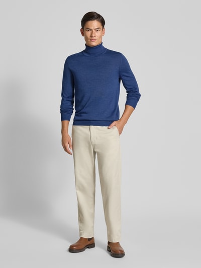 Christian Berg Men Pullover aus Merino-Mix mit Rollkragen Jeansblau Melange 1