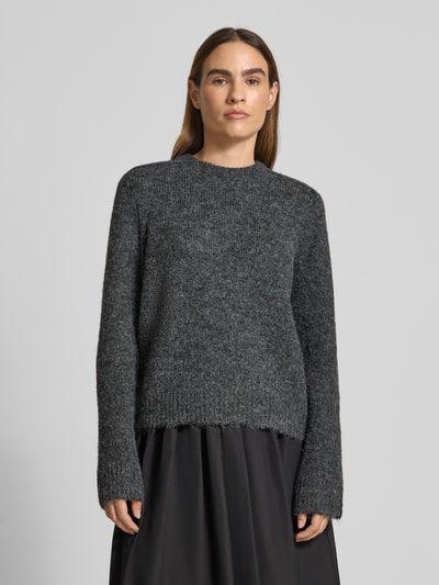 Jake*s Casual Oversized gebreide pullover met ribboorden Donkergrijs gemêleerd - 4
