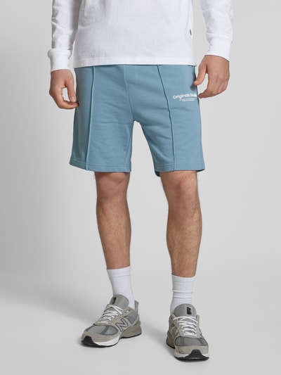 Jack & Jones Sweatshorts met labeldetail, model 'KANE' Petrol - 4
