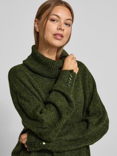 ICHI Regular Fit Strickpullover mit Alpaka-Anteil Modell 'IHKAMARA' Khaki 3