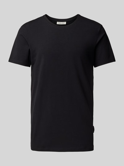 Casual Friday T-shirt met geribde ronde hals Zwart - 2