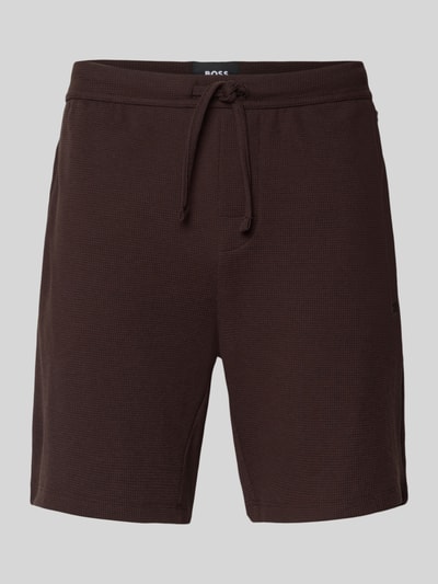 BOSS Regular Fit Sweatshorts aus Baumwoll-Mix Modell 'WAFFLE SHORTS' Mittelbraun 2
